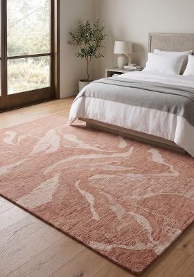 Saffron Rugs Hand Tufted Terracotta Floral Contemporary Rectangular Wool Area Rug