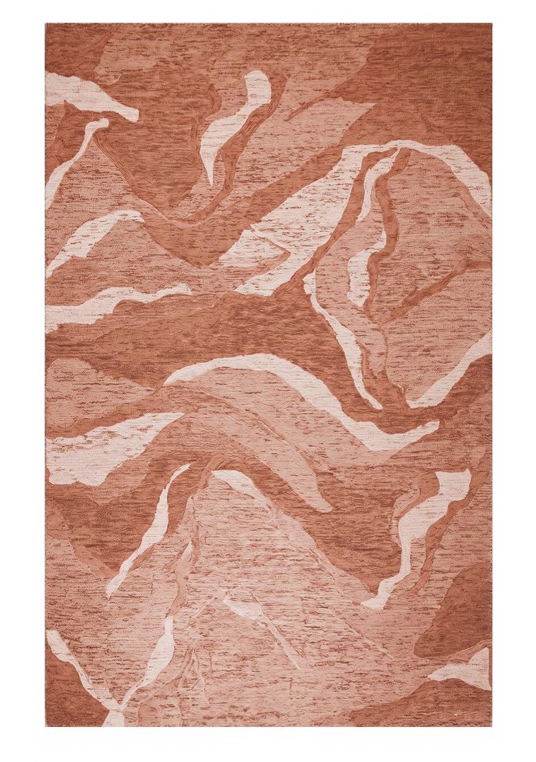 Saffron Rugs Hand Tufted Terracotta Floral Contemporary Rectangular Wool Area Rug - Indya