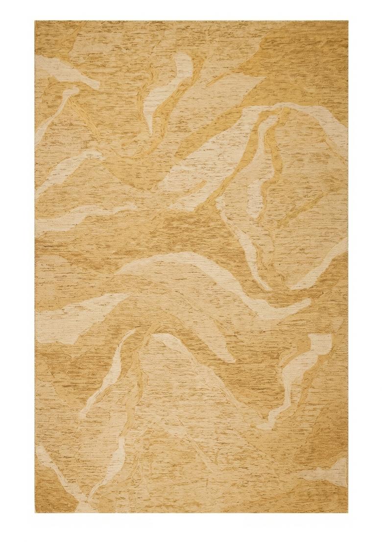 Saffron Rugs Hand Tufted Golden Yellow Marble Contemporary Rectangular Wool Area Rug - Indya