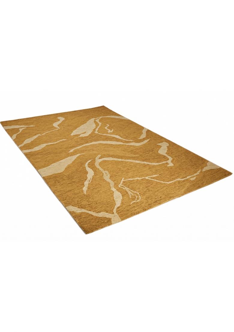 Saffron Rugs Hand Tufted Golden Yellow Marble Contemporary Rectangular Wool Area Rug - Indya