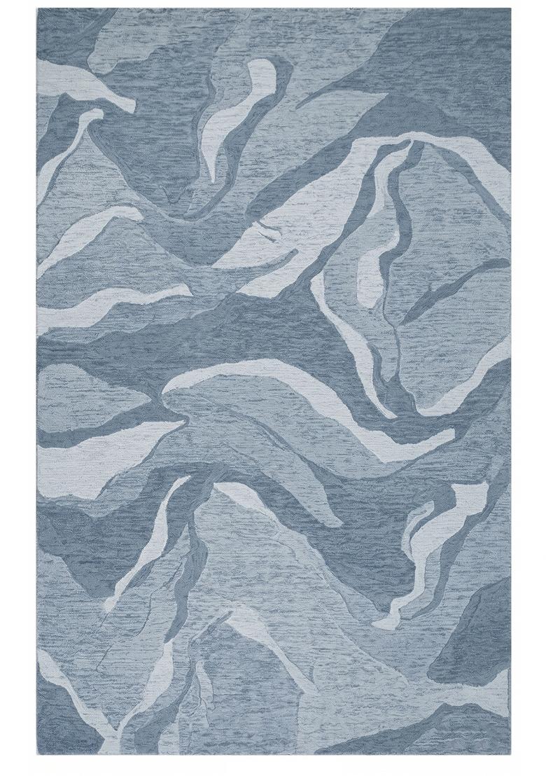 Saffron Rugs Hand Tufted Blue Grey Floral Contemporary Rectangular Wool Area Rug - Indya