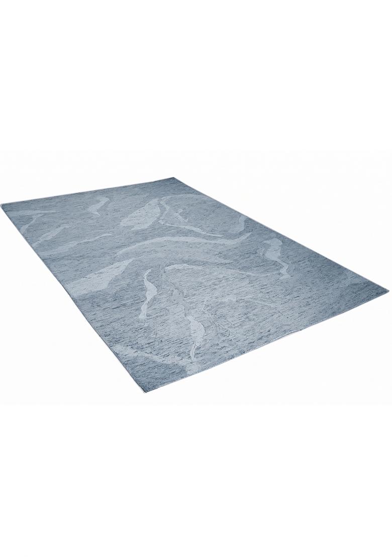 Saffron Rugs Hand Tufted Blue Grey Floral Contemporary Rectangular Wool Area Rug - Indya