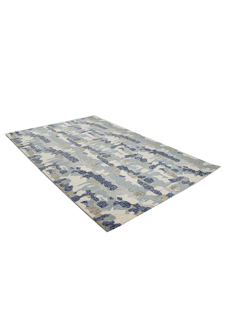 Saffron Rugs Hand Tufted Blue Multi Camouflage Contemporary Rectangular Wool Area Rug - Indya