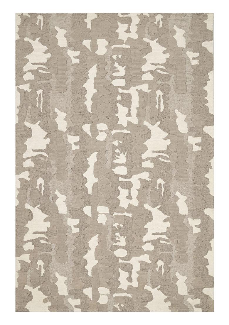 Saffron Rugs Hand Tufted Taupe Camouflage Contemporary Rectangular Wool Area Rug - Indya