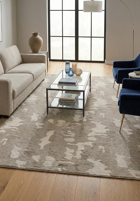 Saffron Rugs Hand Tufted Taupe Camouflage Contemporary Rectangular Wool Area Rug