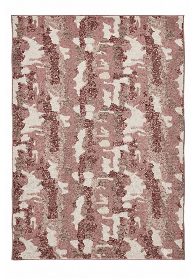 Saffron Rugs Hand Tufted Dusty Rose Camouflage Contemporary Rectangular Wool Area Rug - Indya