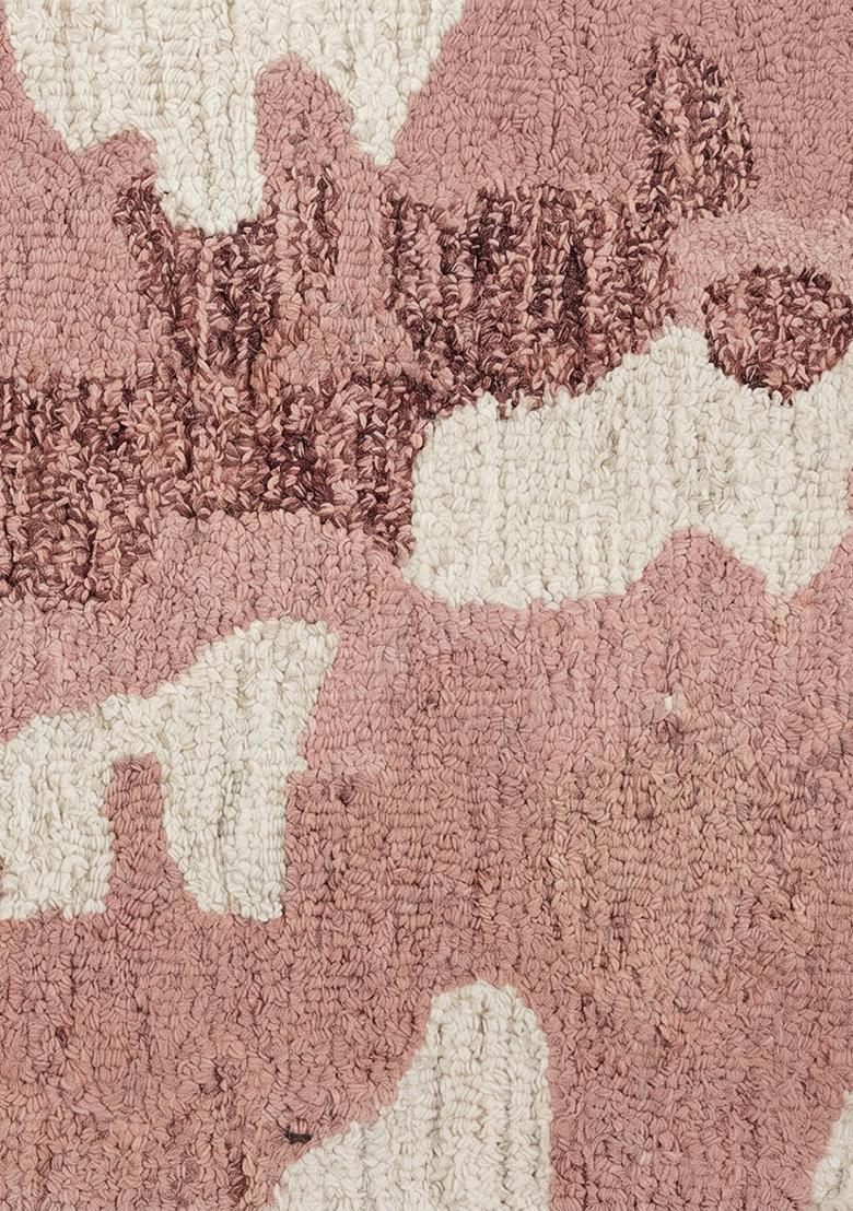 Saffron Rugs Hand Tufted Dusty Rose Camouflage Contemporary Rectangular Wool Area Rug - Indya