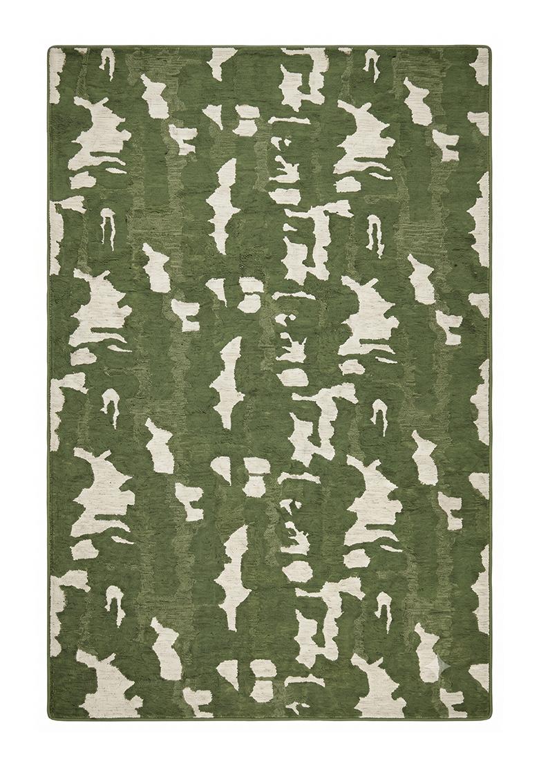 Saffron Rugs Hand Tufted Olive Green Camouflage Contemporary Rectangular Wool Area Rug - Indya