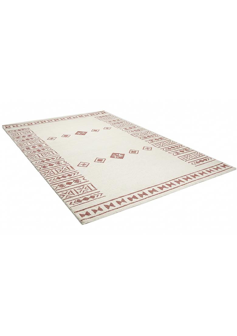 Saffron Rugs Hand Tufted Ivory Geometric Bohemian Rectangular Wool Area Rug - Indya