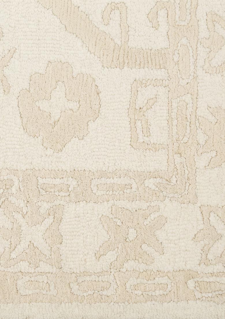 Saffron Rugs Hand Tufted Ivory Geometric Oriental Rectangular Wool Area Rug - Indya