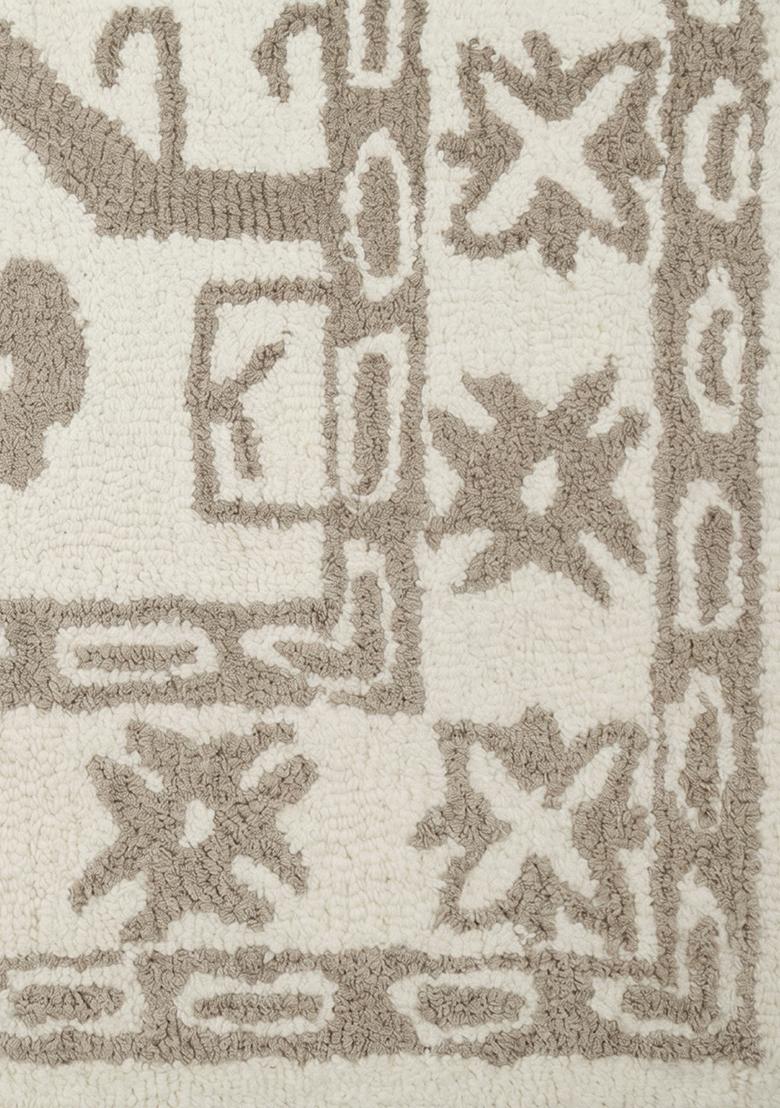 Saffron Rugs Hand Tufted Ivory Geometric Oriental Rectangular Wool Area Rug - Indya