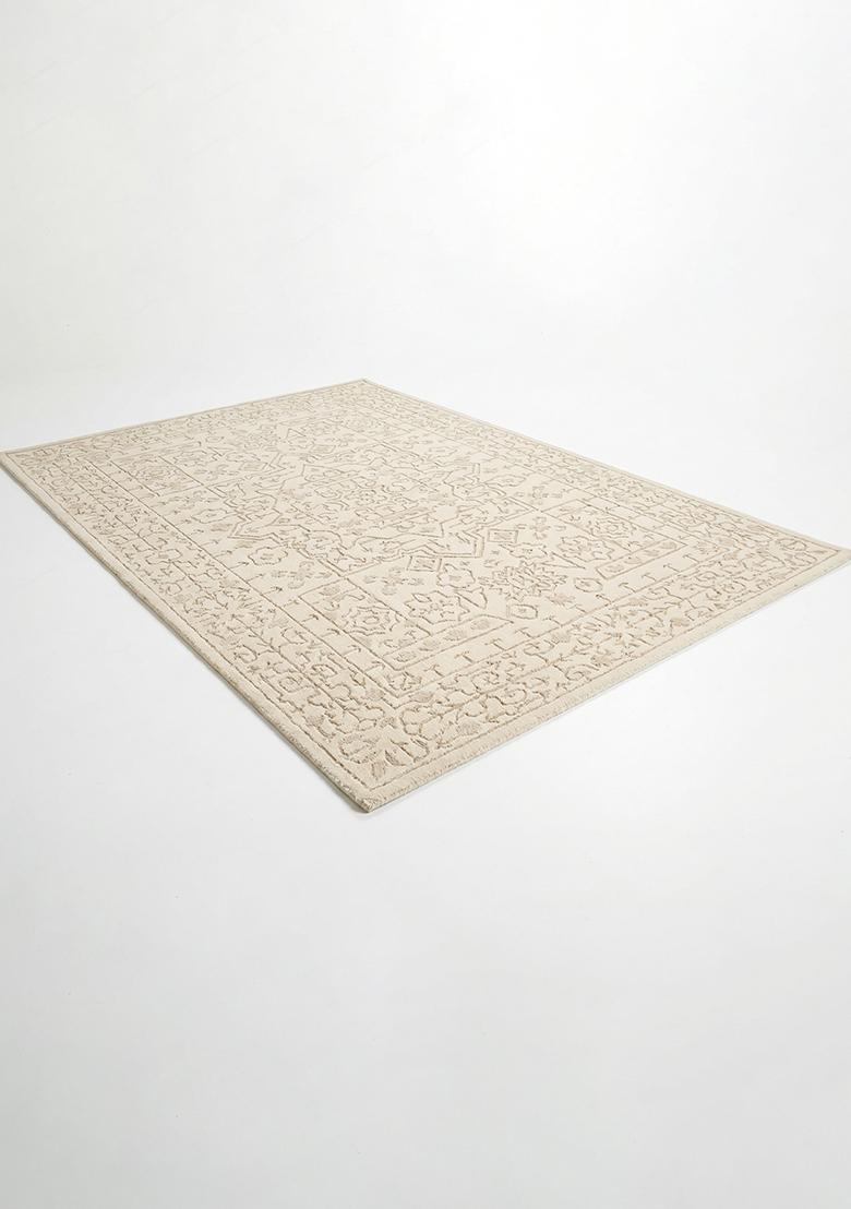 Saffron Rugs Hand Tufted Beige Geometric Oriental Rectangular Wool Area Rug - Indya