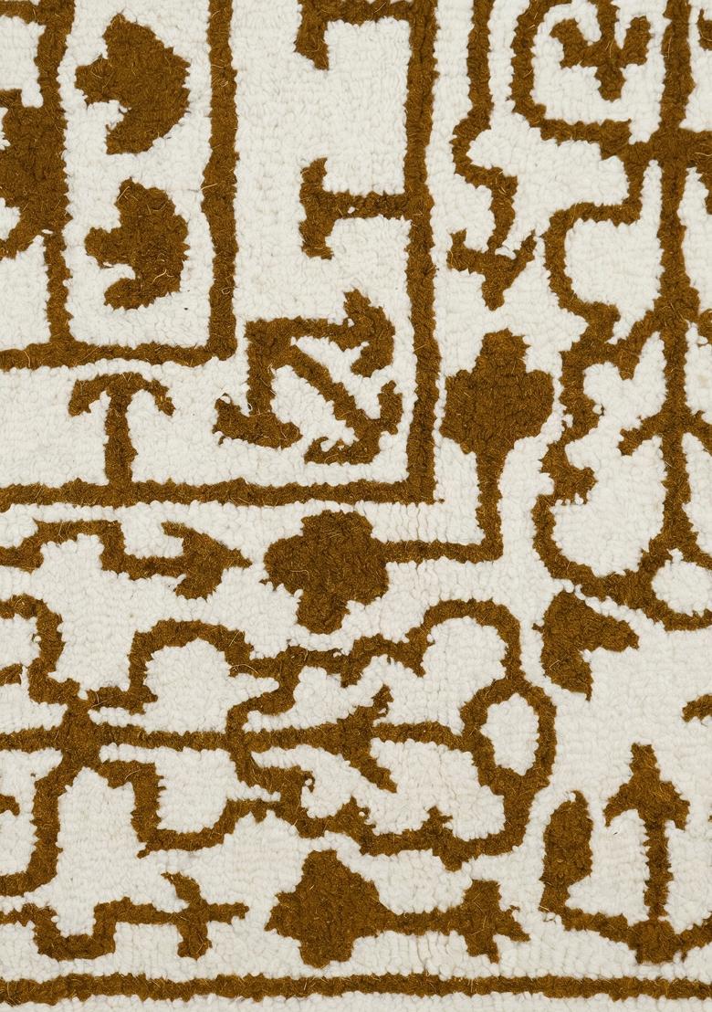 Saffron Rugs Hand Tufted Ivory Brown Geometric Transitional Rectangular Wool Area Rug - Indya