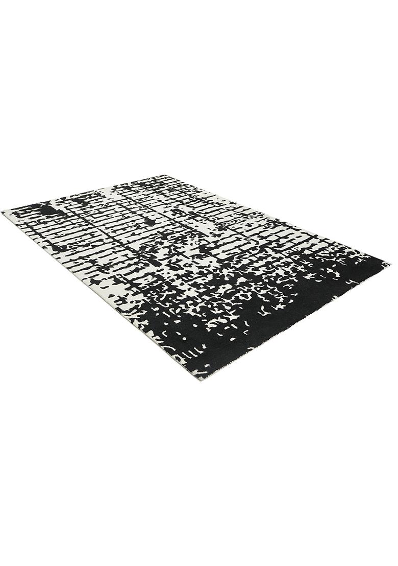 Saffron Rugs Hand Tufted Black and White Geometric Contemporary Rectangular Wool Area Rug - Indya