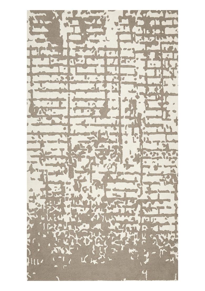 Saffron Rugs Hand Tufted Grey Geometric Contemporary Rectangular Wool Area Rug - Indya