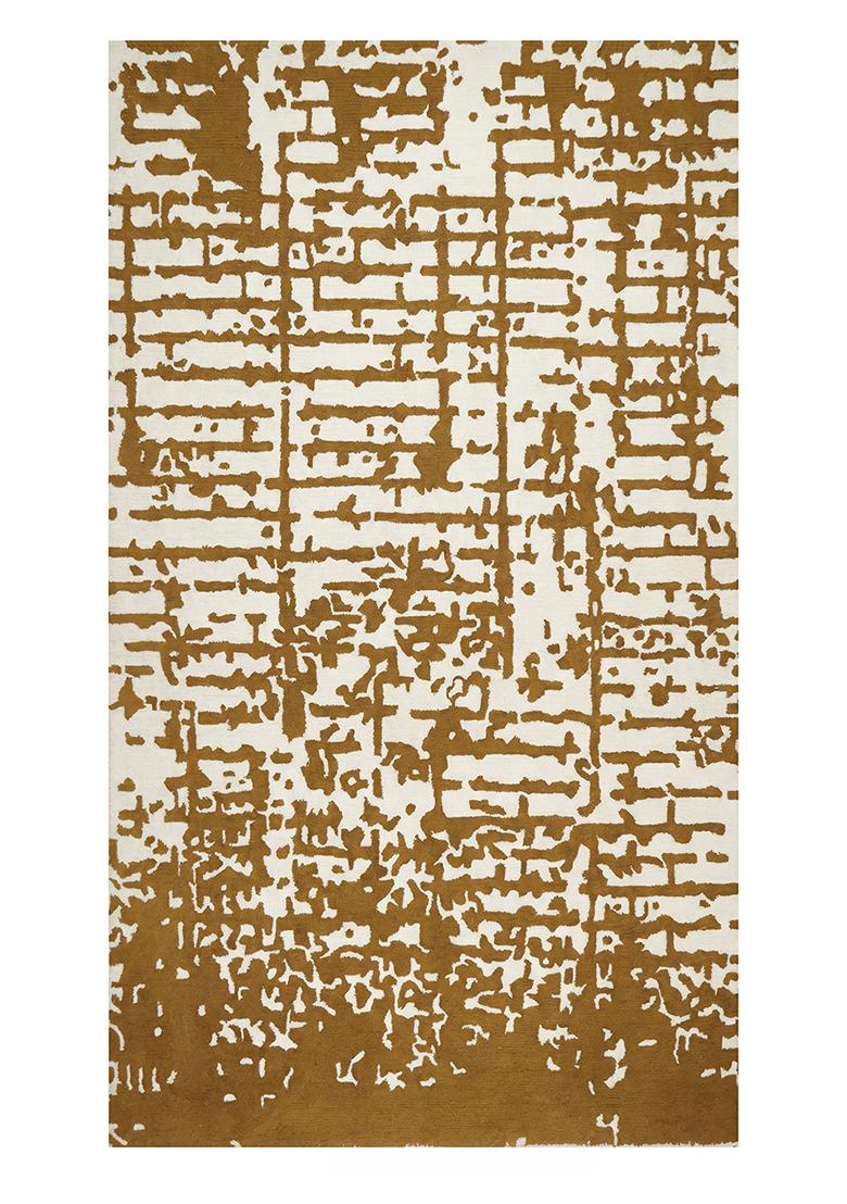Saffron Rugs Hand Tufted Gold Geometric Contemporary Rectangular Wool Area Rug - Indya