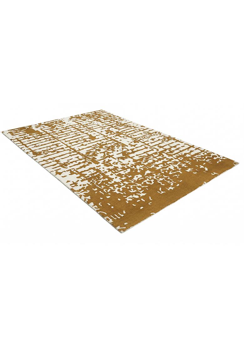 Saffron Rugs Hand Tufted Gold Geometric Contemporary Rectangular Wool Area Rug - Indya