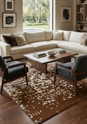 Saffron Rugs Hand Tufted Brown Geometric Contemporary Rectangular Wool Area Rug