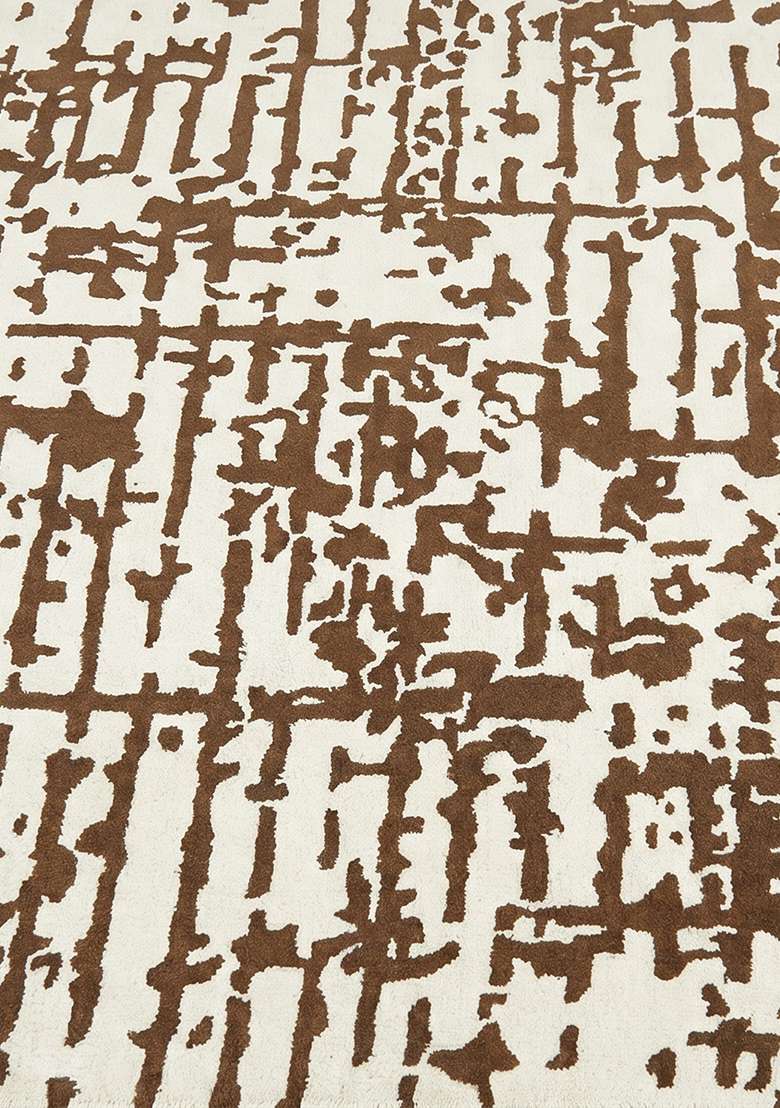 Saffron Rugs Hand-Tufted 100% Wool Area Rug | Brown Rectangular Rug | Cotton Backing | Contemporary Geometric Home Decor Carpet for Living Room Bedroom - Indya