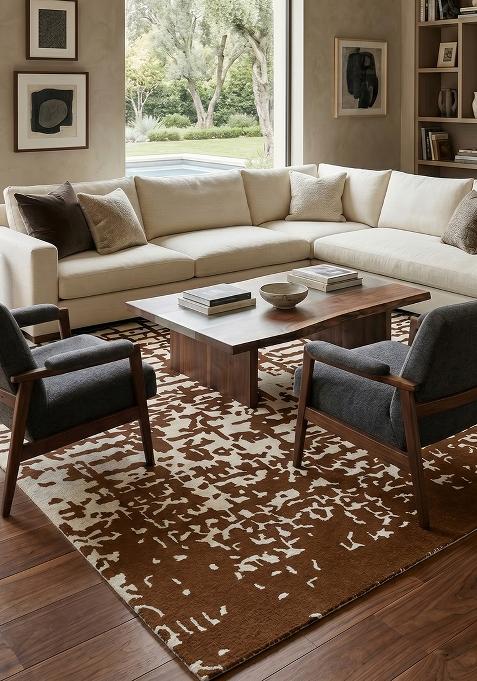 Saffron Rugs Hand Tufted Brown Geometric Contemporary Rectangular Wool Area Rug