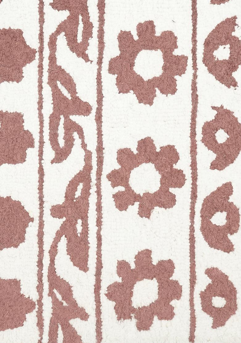 Saffron Rugs Hand Tufted Dusty Rose Floral Bohemian Rectangular Wool Area Rug - Indya