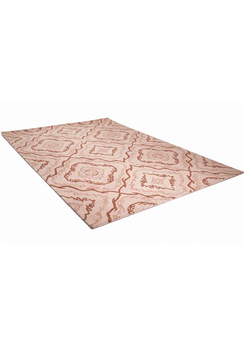Saffron Rugs Hand-Tufted 100% Wool Area Rug | Blush Pink Rectangular Rug | Cotton Backing | Transitional Trellis Home Decor Carpet for Living Room - Indya
