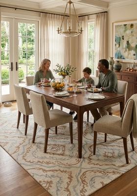 Saffron Rugs Hand Tufted Ivory Trellis Transitional Rectangular Wool Area Rug