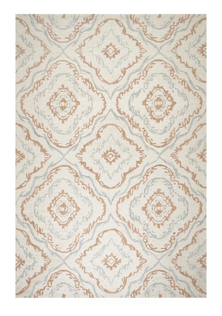 Saffron Rugs Hand Tufted Ivory Trellis Transitional Rectangular Wool Area Rug - Indya