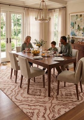Saffron Rugs Hand Tufted Blush Pink Trellis Transitional Rectangular Wool Area Rug