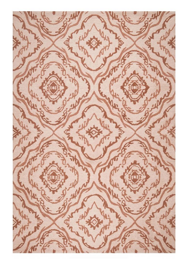 Saffron Rugs Hand Tufted Blush Pink Trellis Transitional Rectangular Wool Area Rug - Indya