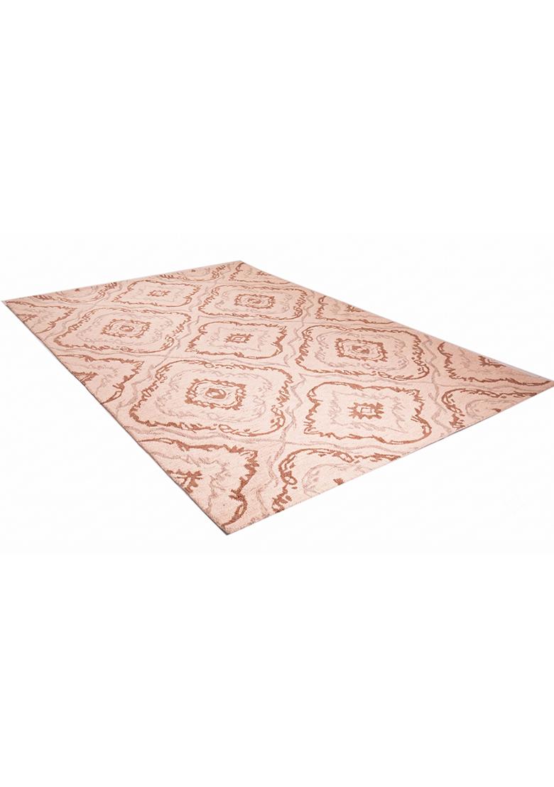 Saffron Rugs Hand Tufted Blush Pink Trellis Transitional Rectangular Wool Area Rug - Indya