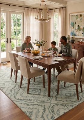 Saffron Rugs Hand Tufted Sage Green Trellis Transitional Rectangular Wool Area Rug