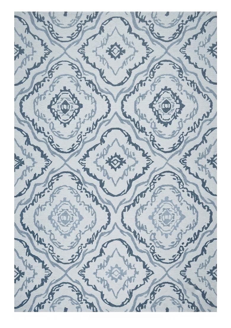 Saffron Rugs Hand Tufted Light Blue Trellis Transitional Rectangular Wool Area Rug - Indya