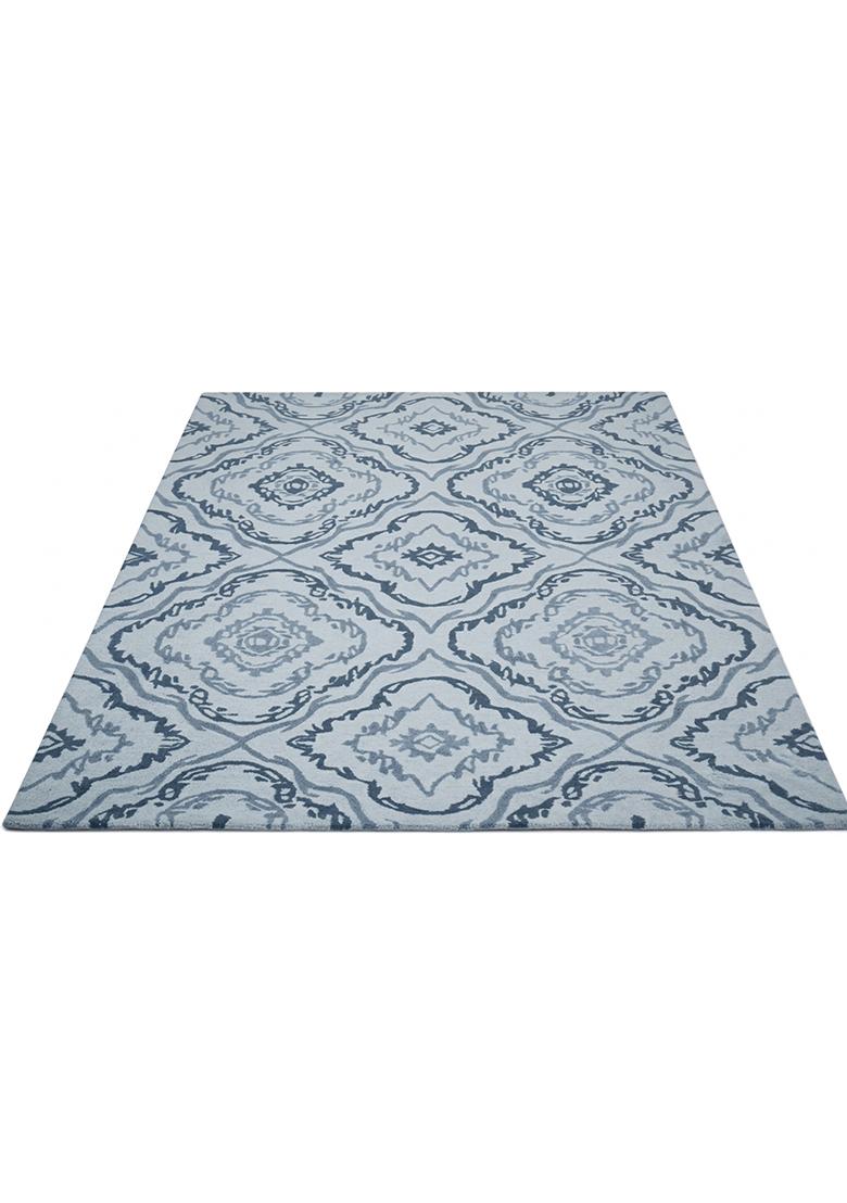 Saffron Rugs Hand Tufted Light Blue Trellis Transitional Rectangular Wool Area Rug - Indya