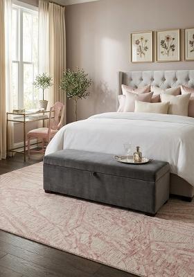 Saffron Rugs Hand Tufted Blush Pink Marble Contemporary Rectangular Wool Area Rug
