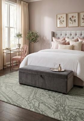 Saffron Rugs Hand Tufted Sage Green Marble Contemporary Rectangular Wool Area Rug