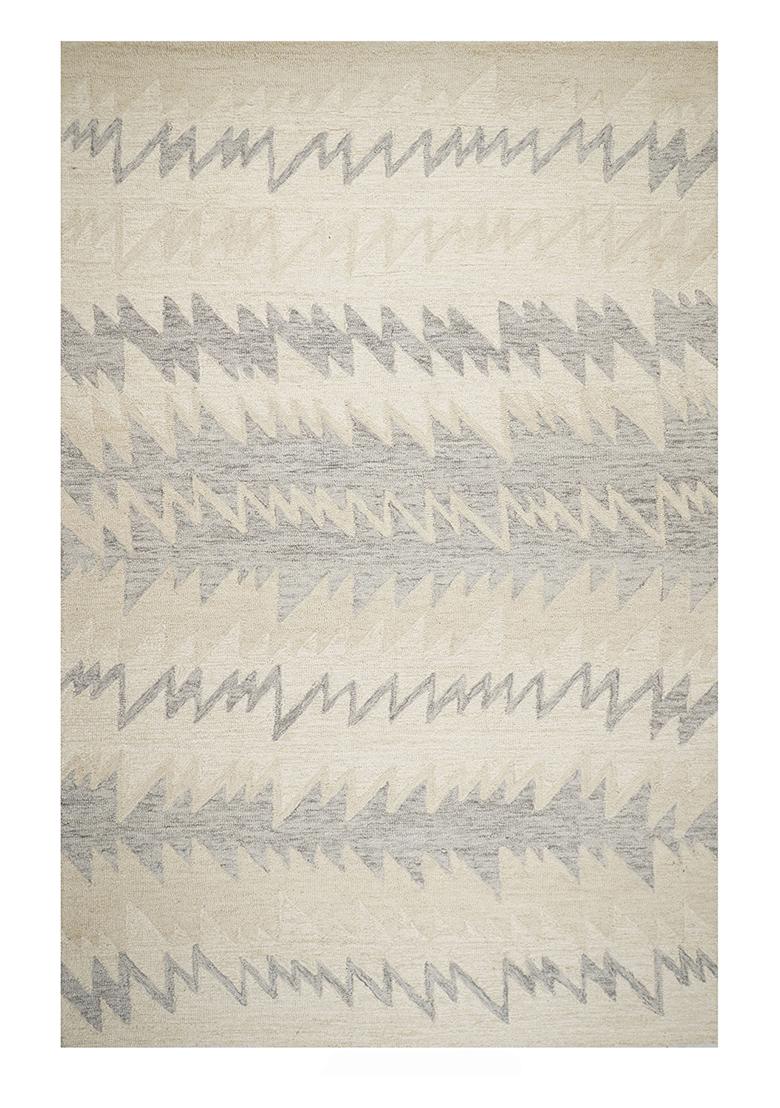 Saffron Rugs Hand Tufted Cream Geometric Transitional Rectangular Wool Area Rug - Indya