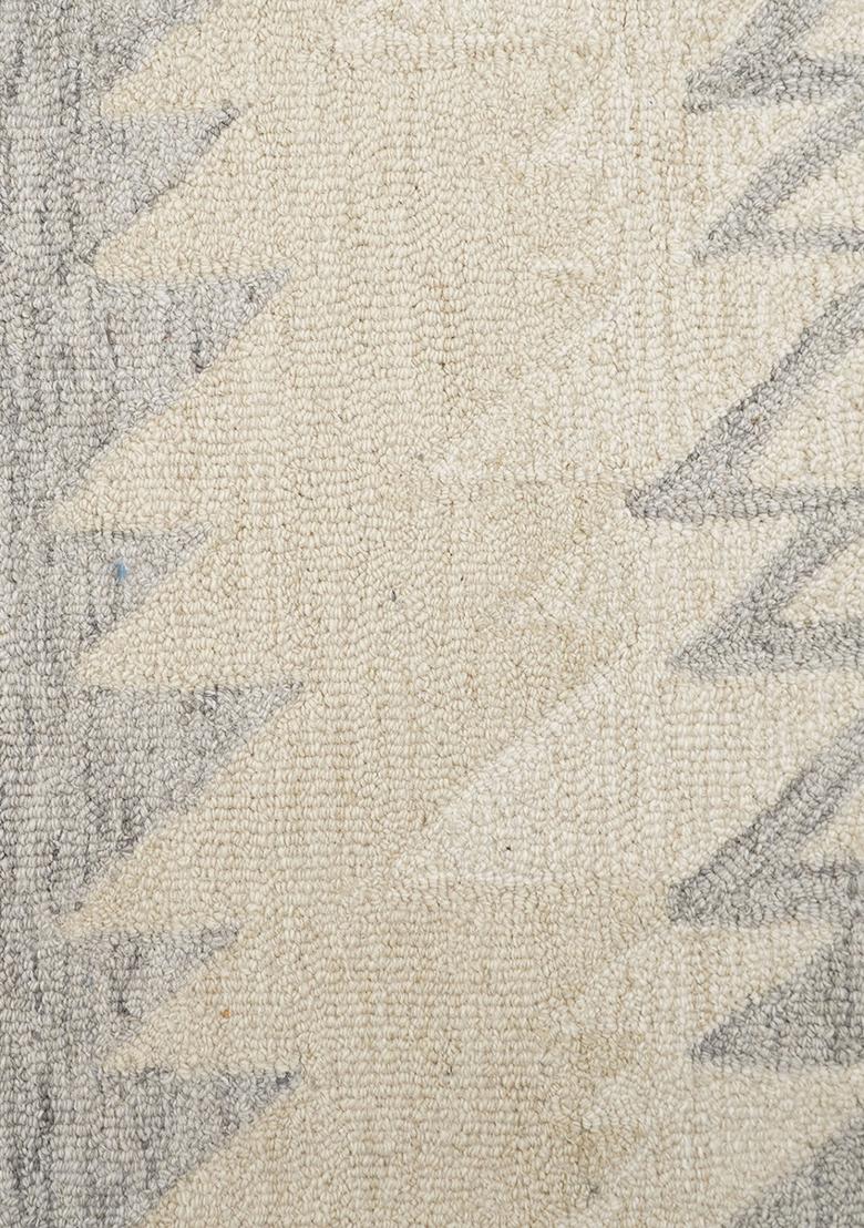 Saffron Rugs Hand Tufted Cream Geometric Transitional Rectangular Wool Area Rug - Indya
