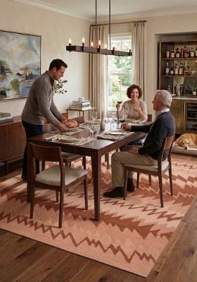 Saffron Rugs Hand Tufted Terracotta Geometric Transitional Rectangular Wool Area Rug