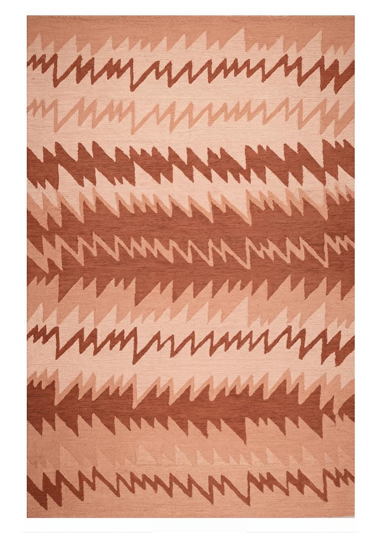 Saffron Rugs Hand Tufted Terracotta Geometric Transitional Rectangular Wool Area Rug - Indya