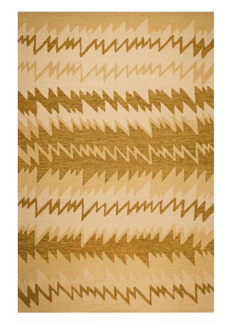 Saffron Rugs Hand Tufted Gold Geometric Transitional Rectangular Wool Area Rug - Indya