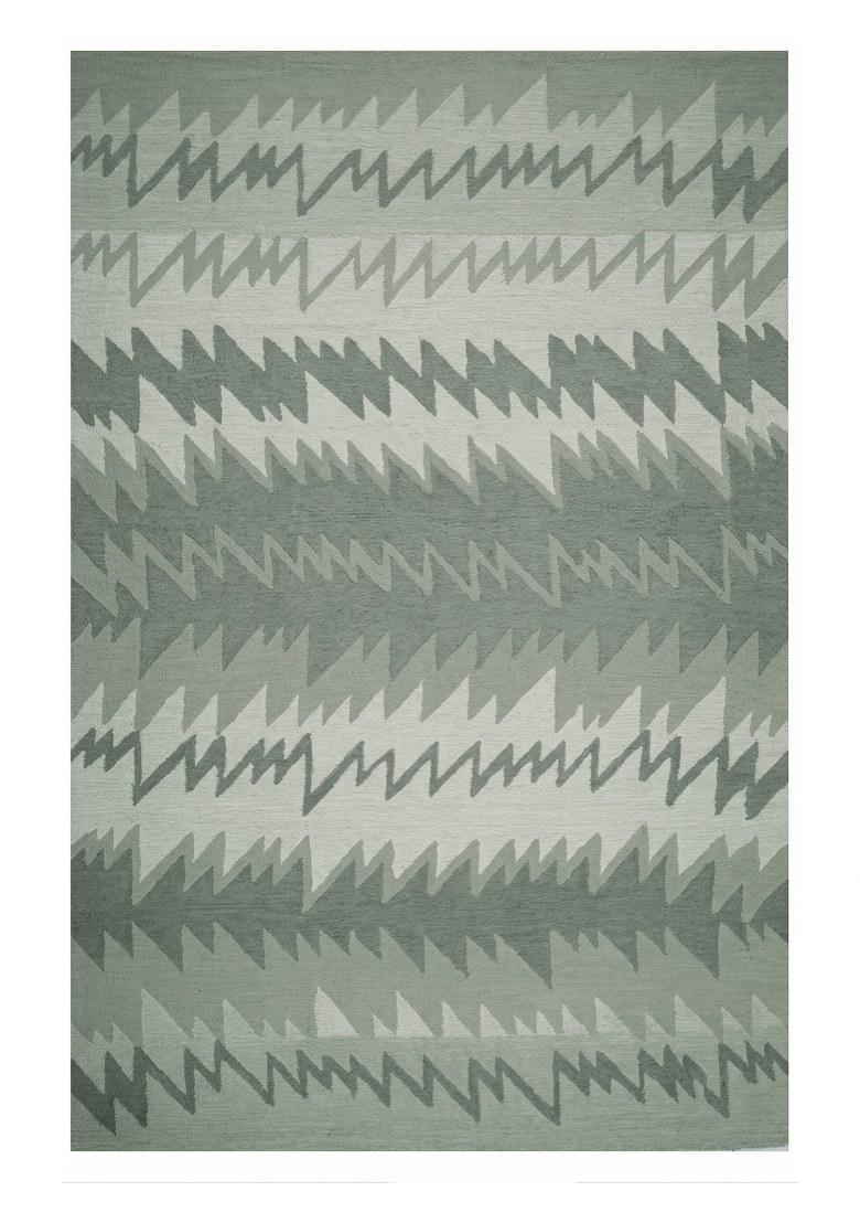 Saffron Rugs Hand Tufted Sage Green Geometric Transitional Rectangular Wool Area Rug - Indya