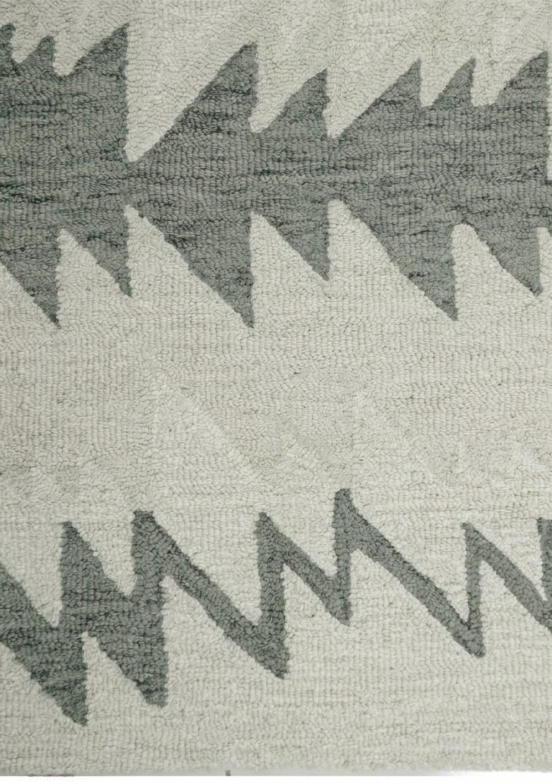 Saffron Rugs Hand Tufted Sage Green Geometric Transitional Rectangular Wool Area Rug - Indya