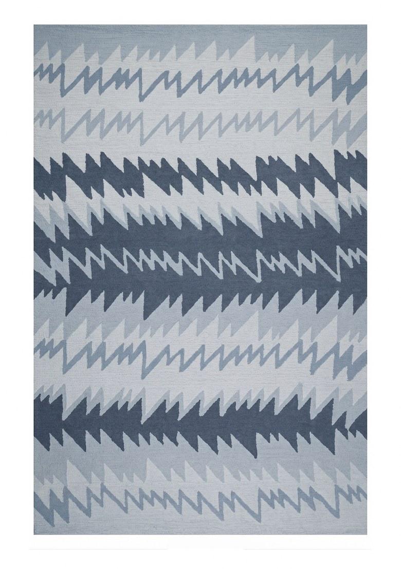 Saffron Rugs Hand Tufted Steel Blue Geometric Transitional Rectangular Wool Area Rug - Indya
