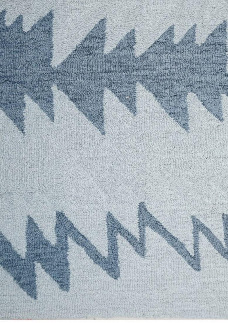 Saffron Rugs Hand Tufted Steel Blue Geometric Transitional Rectangular Wool Area Rug - Indya