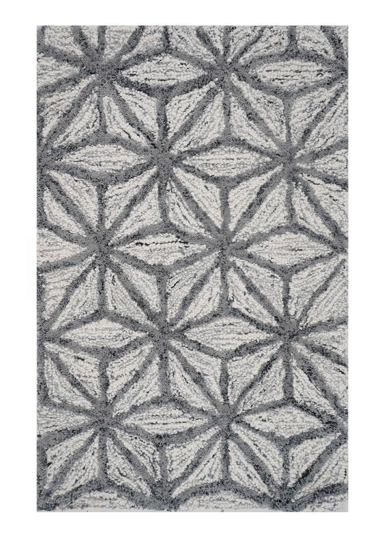 Saffron Rugs Hand Tufted Light Grey Geometric Contemporary Rectangular Wool Area Rug - Indya