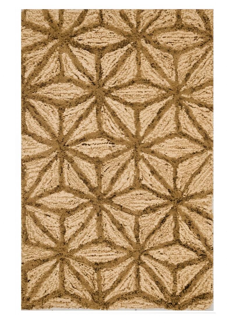 Saffron Rugs Hand Tufted Beige Geometric Contemporary Rectangular Wool Area Rug - Indya