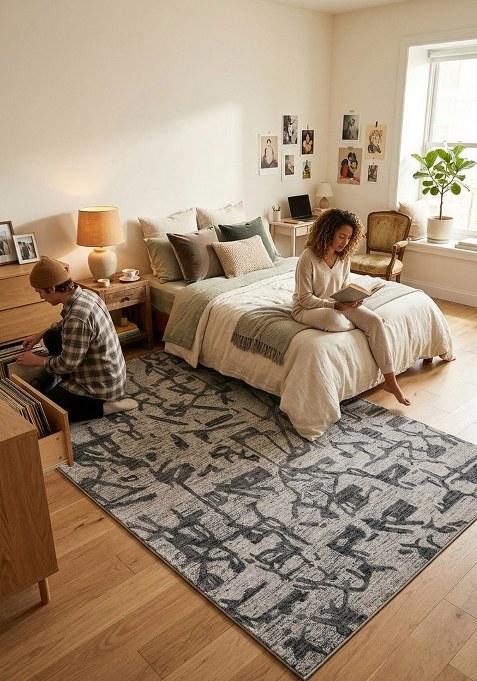 Saffron Rugs Hand Tufted Grey Geometric Contemporary Rectangular Wool Area Rug