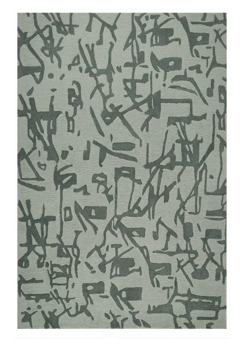 Saffron Rugs Hand Tufted Sage Green Geometric Contemporary Rectangular Wool Area Rug - Indya