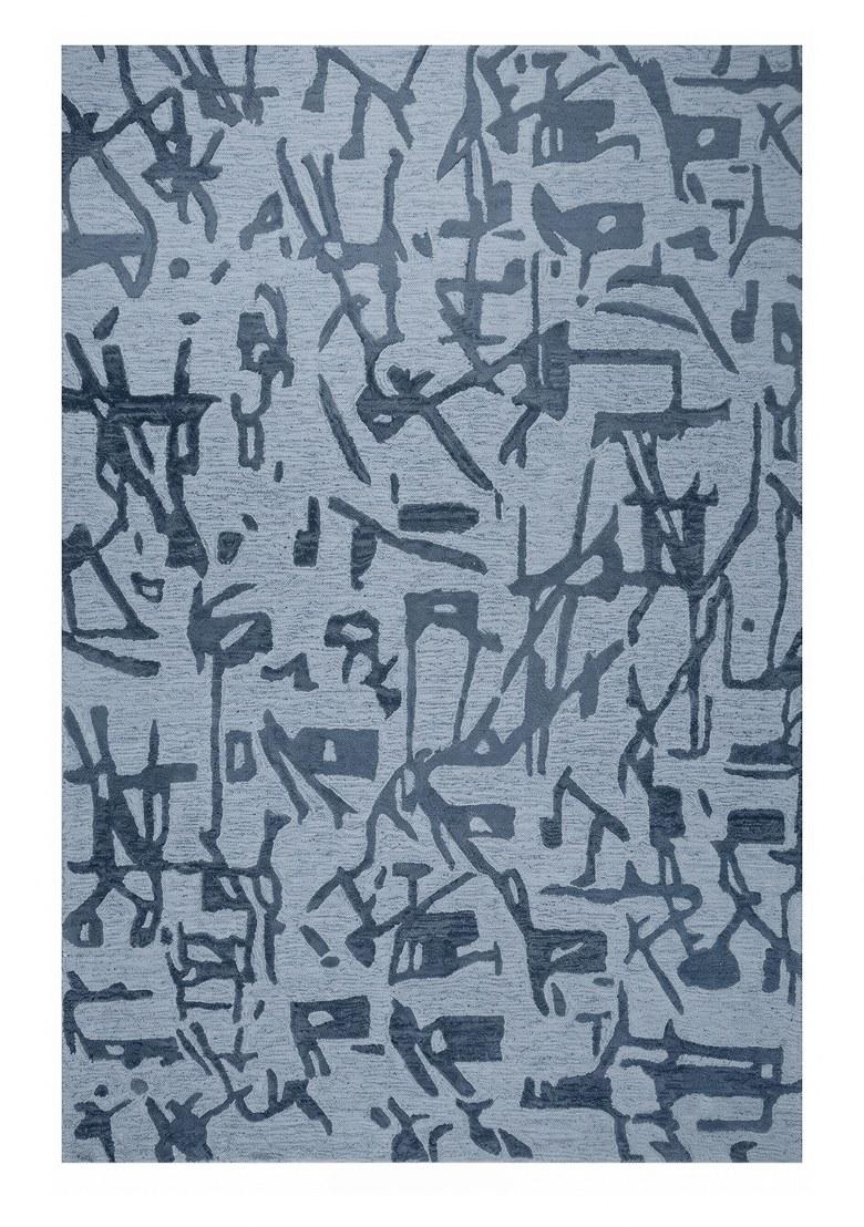 Saffron Rugs Hand Tufted Steel Blue Geometric Contemporary Rectangular Wool Area Rug - Indya